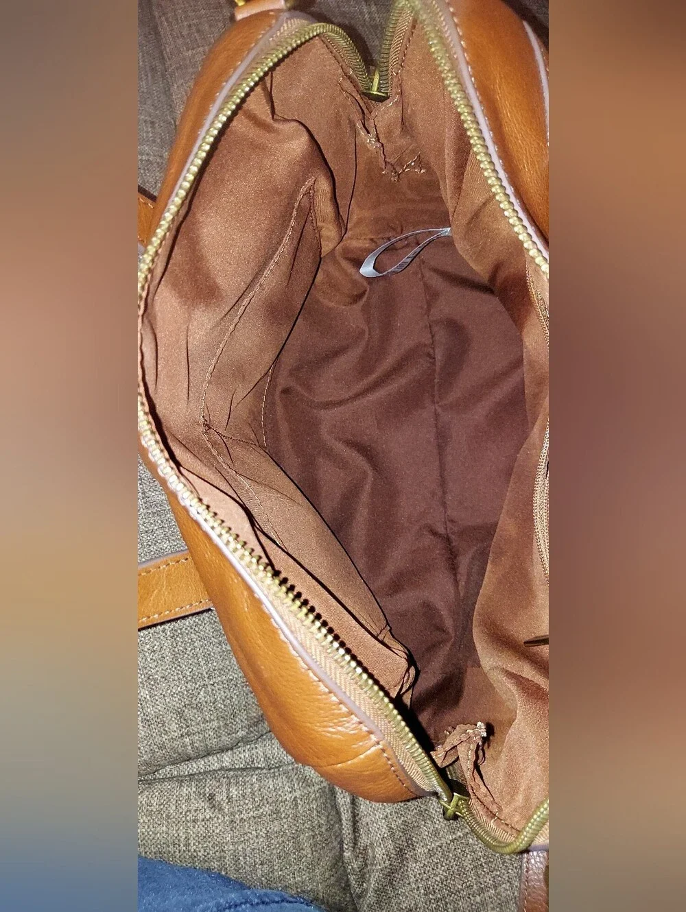 Fossil Tan Leather Crossbody Satchel